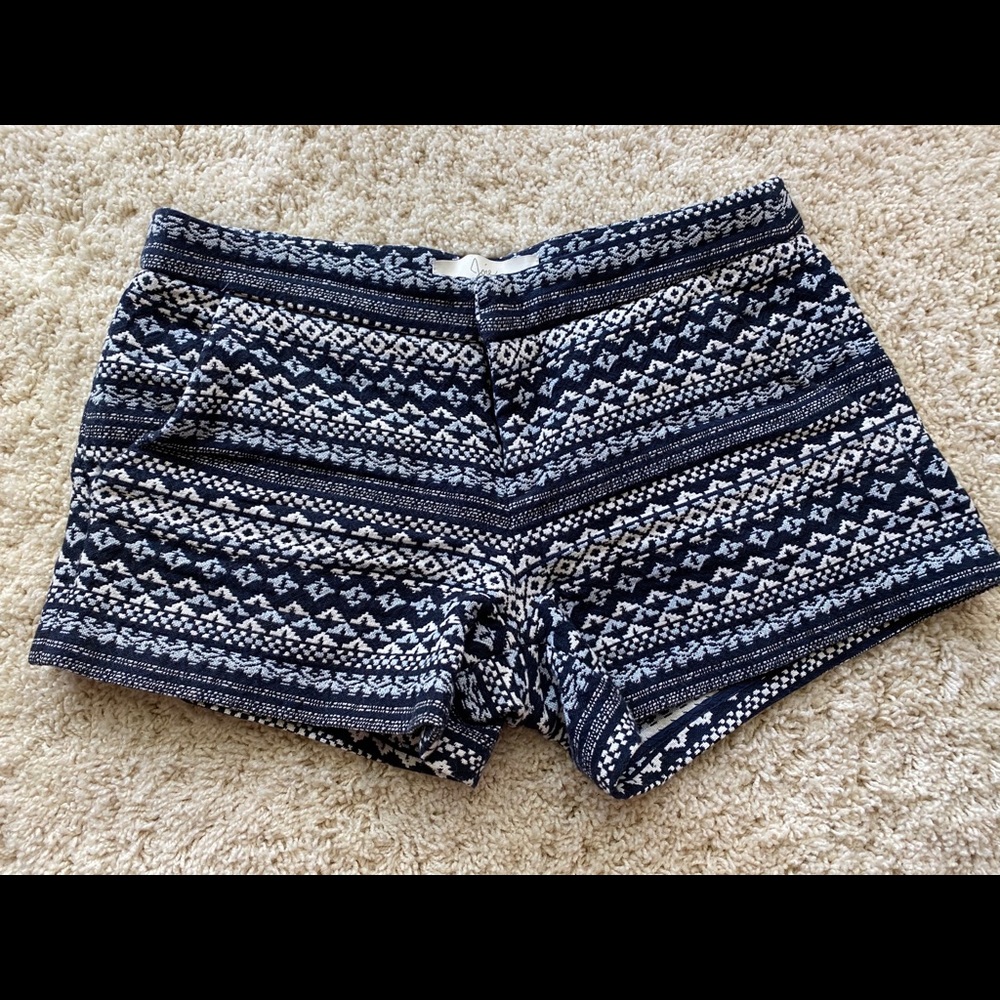 Joie shorts, navy and white pattern